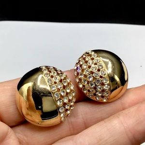 🌺Vintage Gold & Crystal Les Bernard Earrings